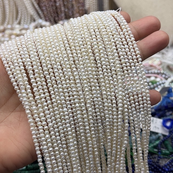淡水珍珠珠宝半成品未镶嵌一条3mm左右极光珍珠