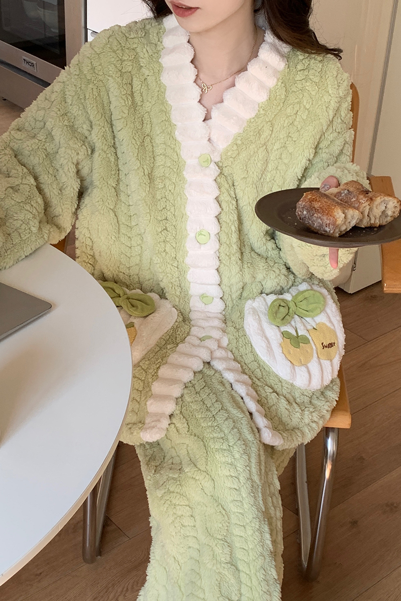 冬季新款好看简约女士睡衣韩版加厚高级感小香风可外穿家居服套装