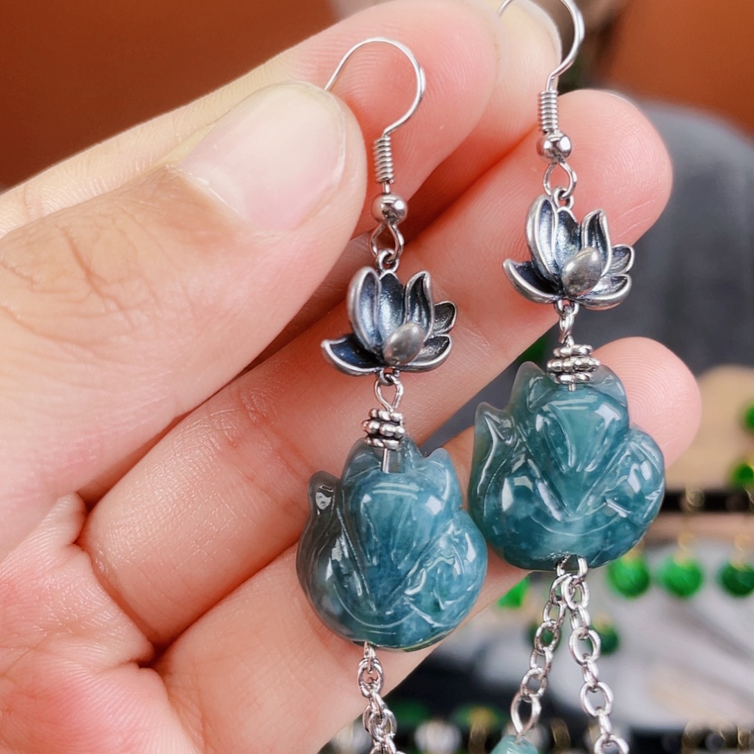 翡翠未镶嵌耳饰饰品