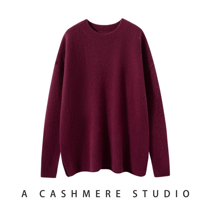 【100%山羊绒】臻煜绒特殊高端纱线慵懒风套头圆领针织衫