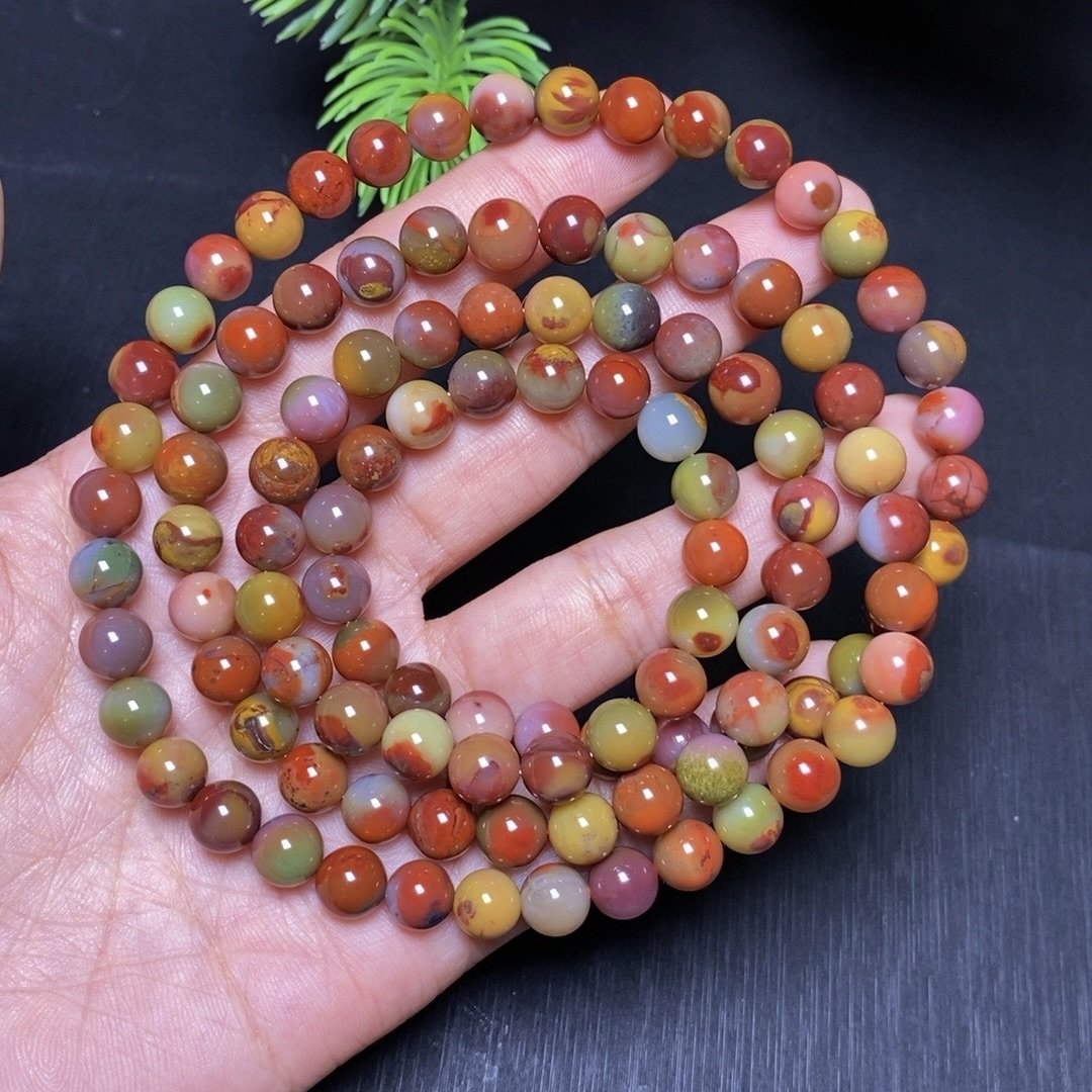 天然四川大凉山老矿老料包浆稀有料炫彩多圈手串手持项链