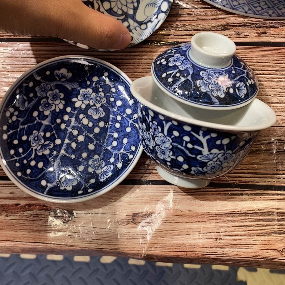 贪****e微瑕冰梅盖碗加微瑕杯垫