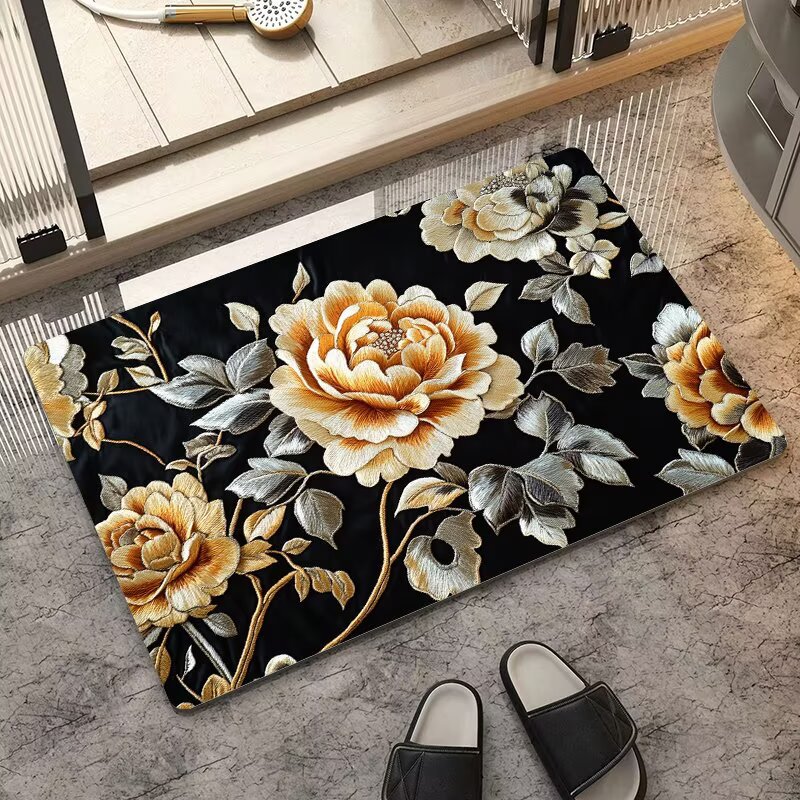 3D立体加厚硅藻泥浴室地垫吸水速干防滑卫生间入户门通用