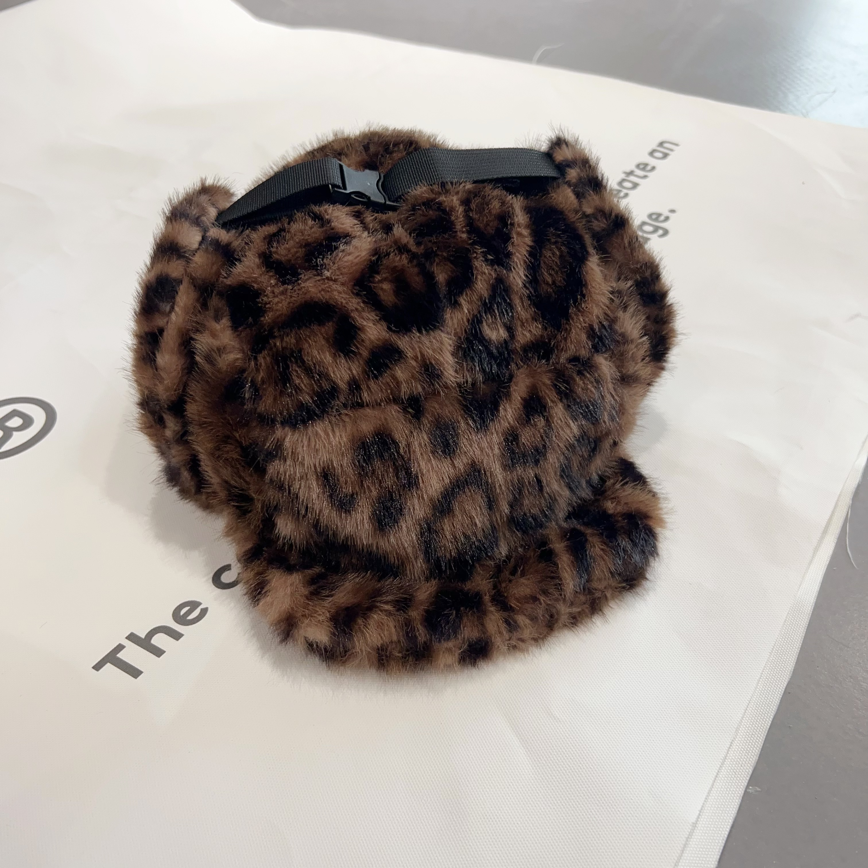 16027#冬季保暖豹纹环保毛毛雷锋帽ins帽