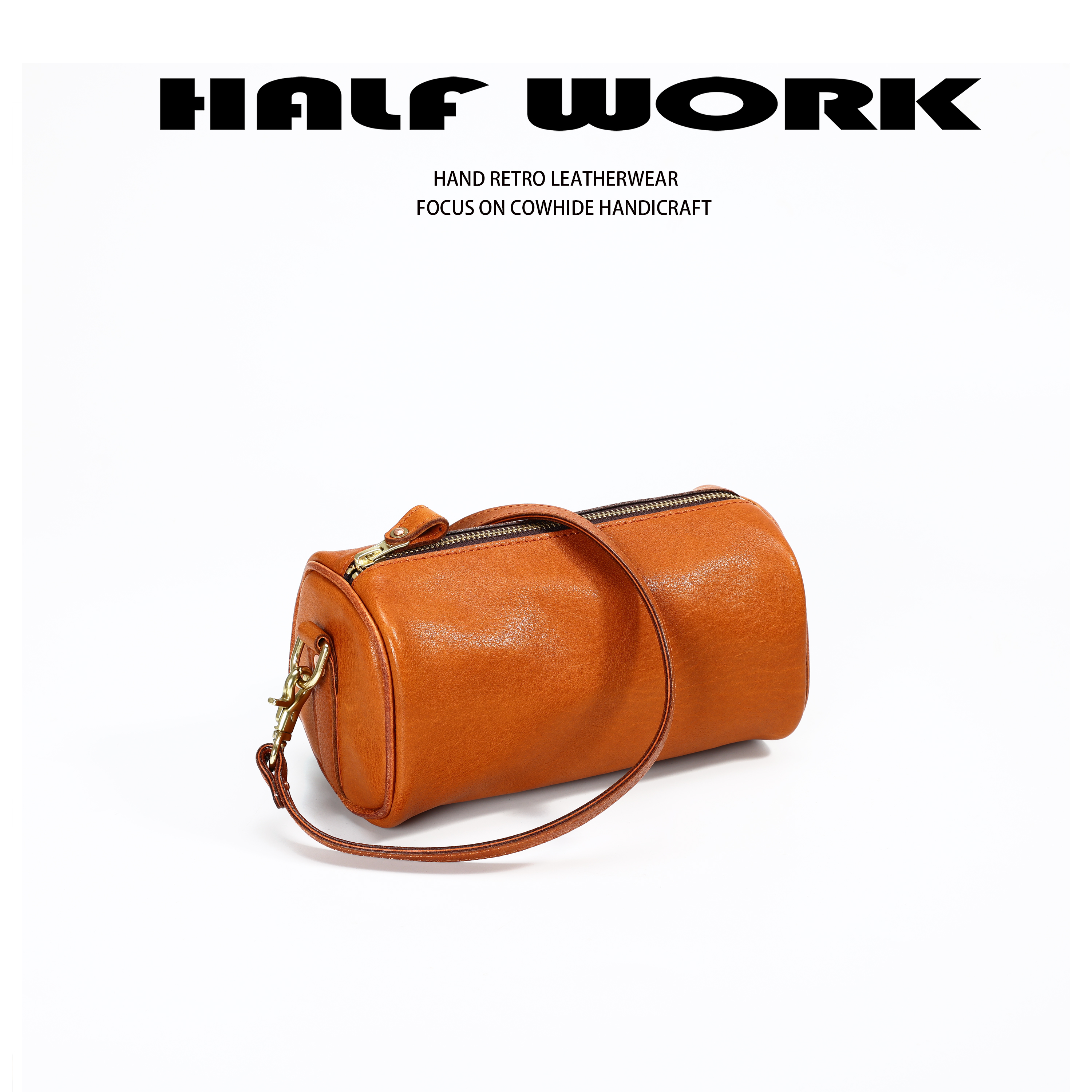 HALF WORK/伴工软植鞣头层牛皮 经典腋下斜挎小枕头包KB-2166