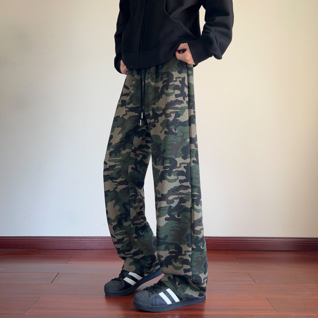YNZ.XX复古迷彩休闲裤子男潮流百搭撞色港风宽松大码直筒高街裤子