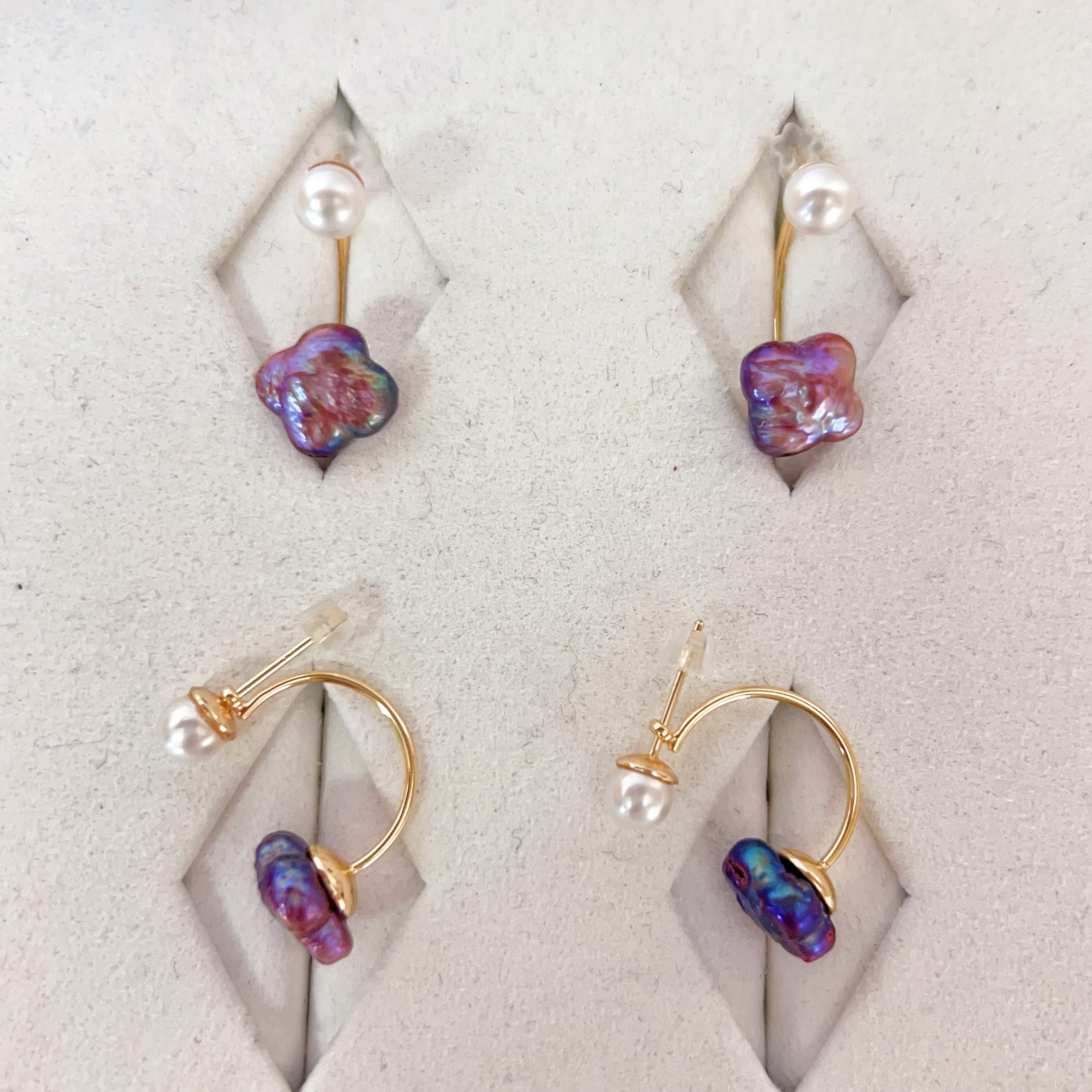 特选淡水珍珠耳饰圆珠+四叶草珍珠 两用款耳饰 【新品首发】