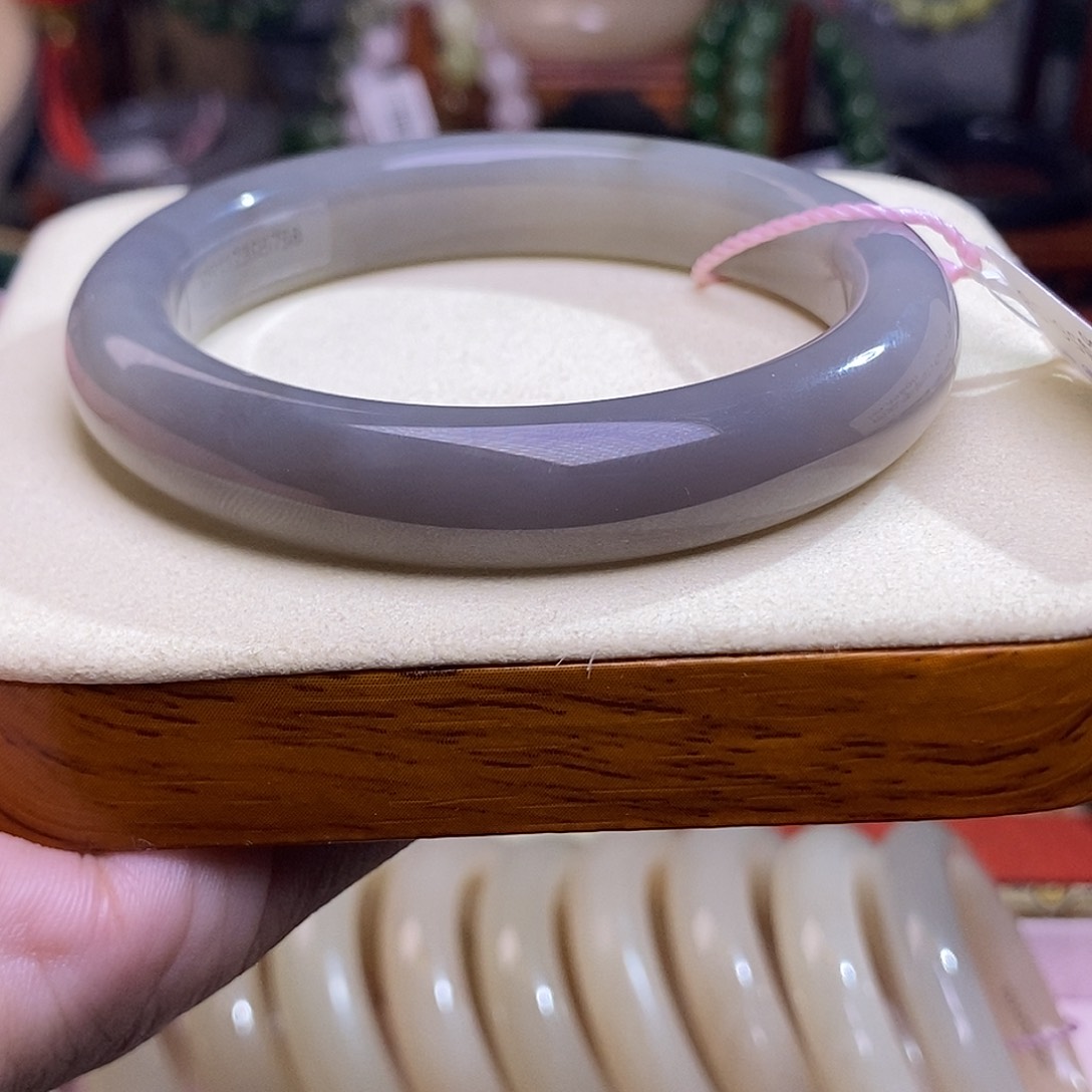 和田玉烟紫老料手镯57.5圈未镶嵌