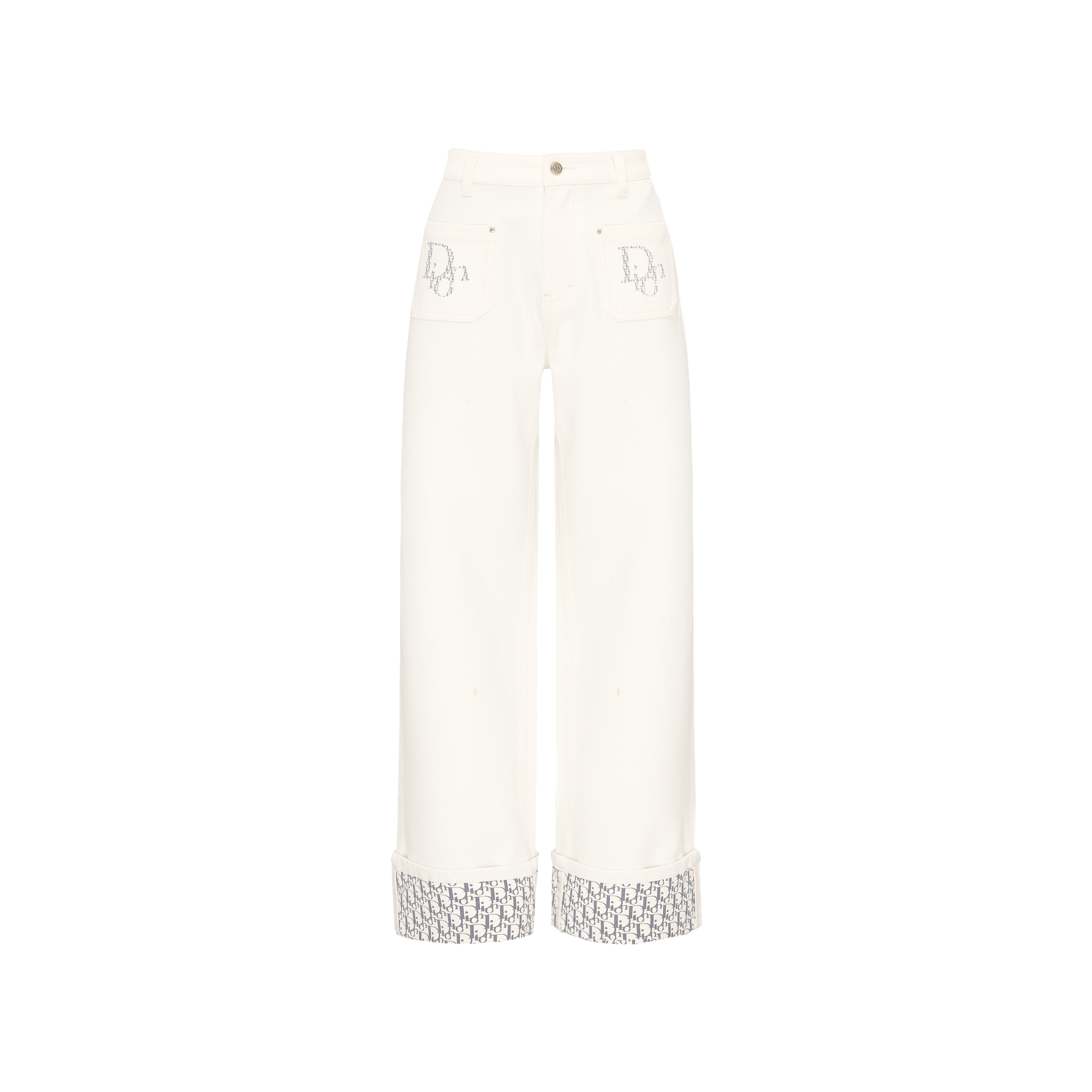 迪奥名莎25秋冬翻边直筒微喇牛仔裤