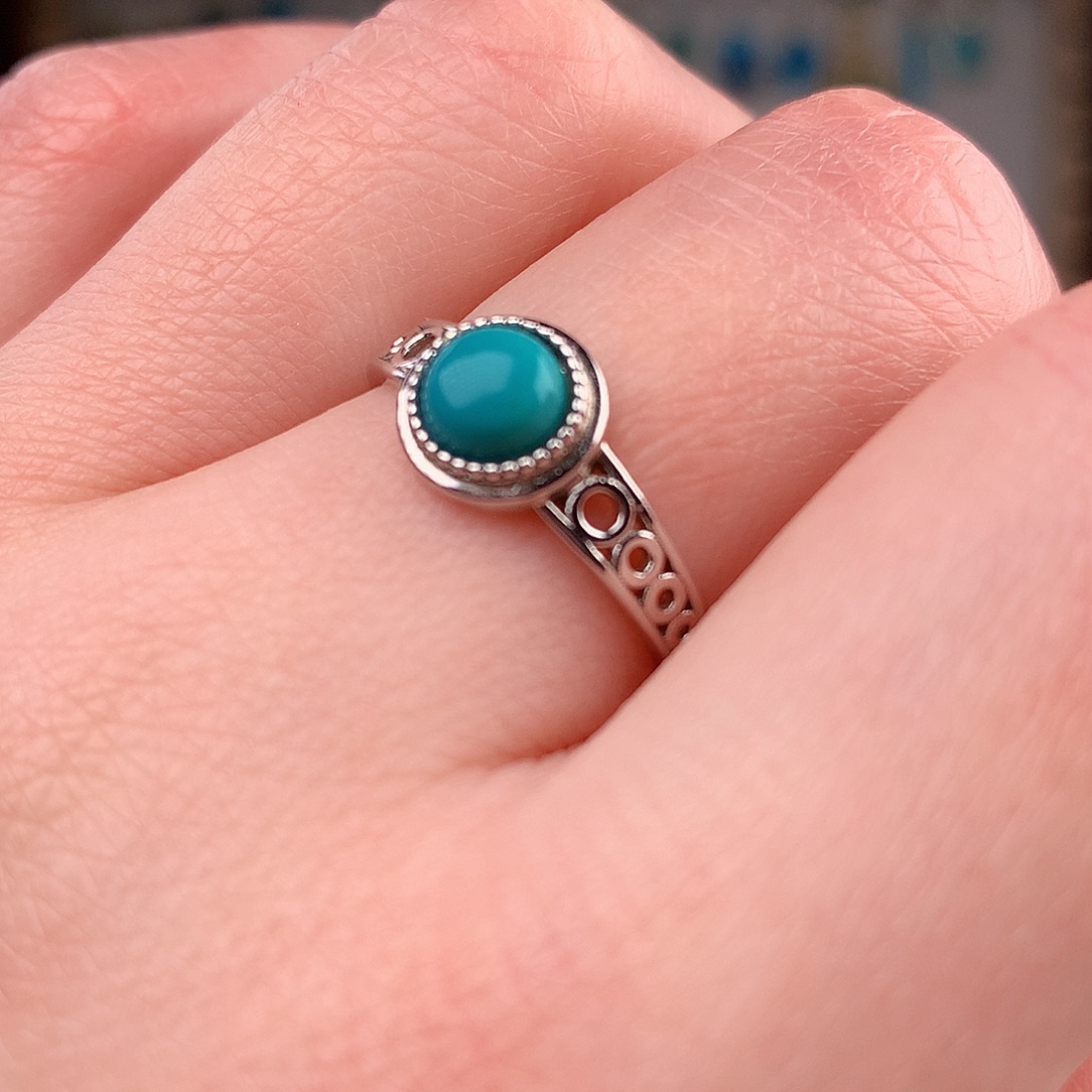 绿松石戒指银S925镶嵌
