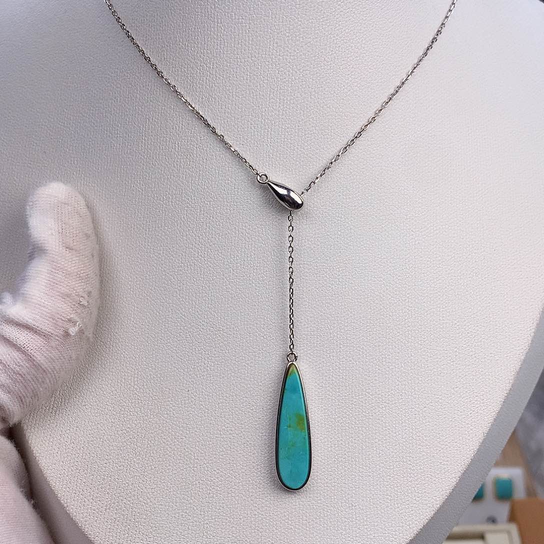 绿松石颈饰银S925镶嵌