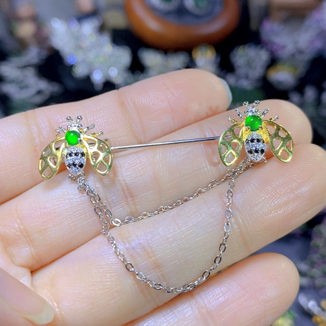 翡翠颈饰银S925镶嵌天然翡翠