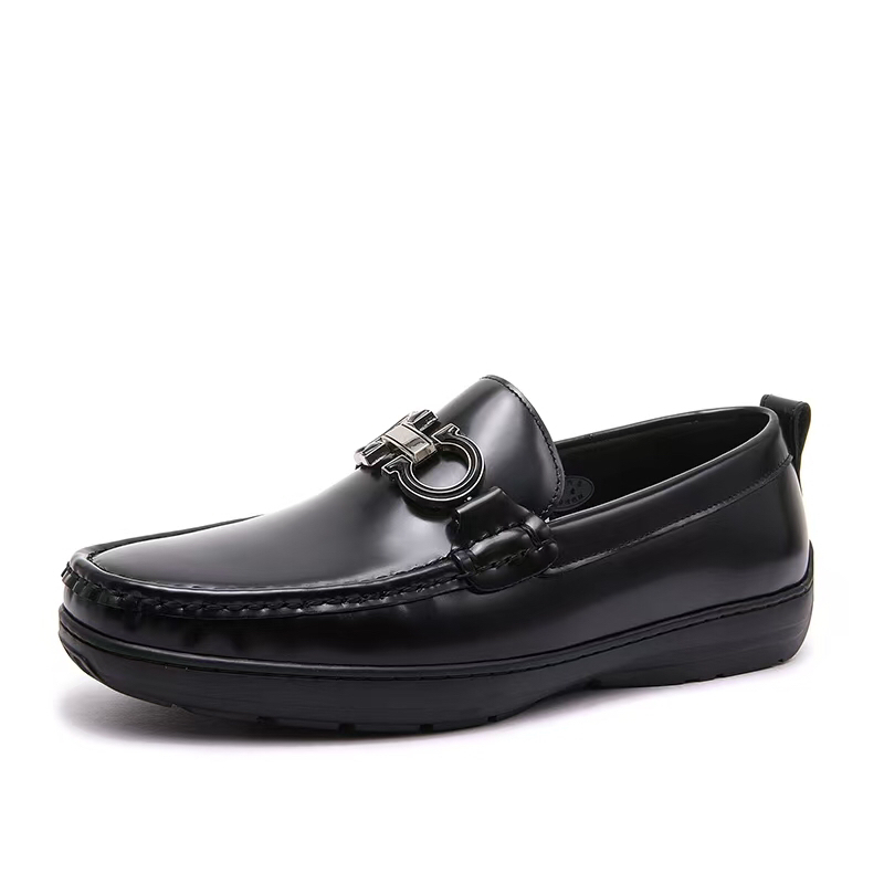 耐磨平跟圆头休闲皮鞋气垫皮鞋舒适高智淡人风