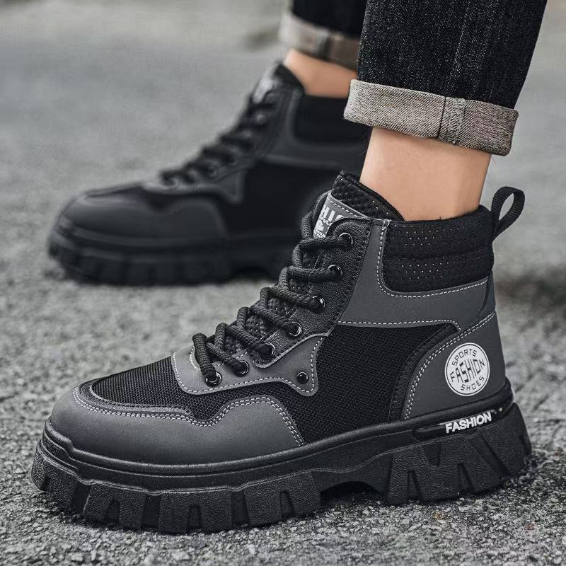 冬季加绒男士雪地靴时尚雪地靴防滑皮毛一体厚底短靴D81（C）