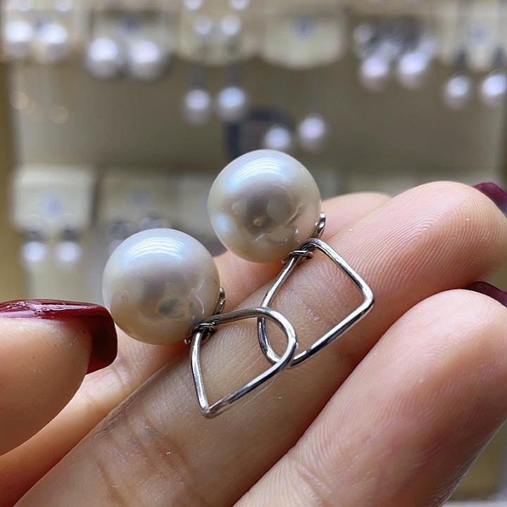 淡水珍珠耳饰银S925镶嵌