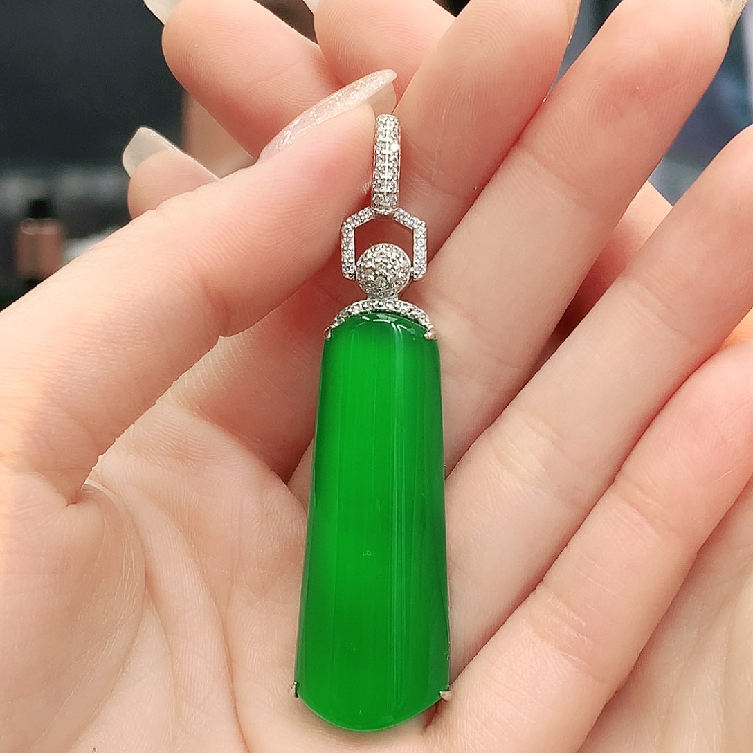 银S925镶嵌吊坠玛瑙/玉髓