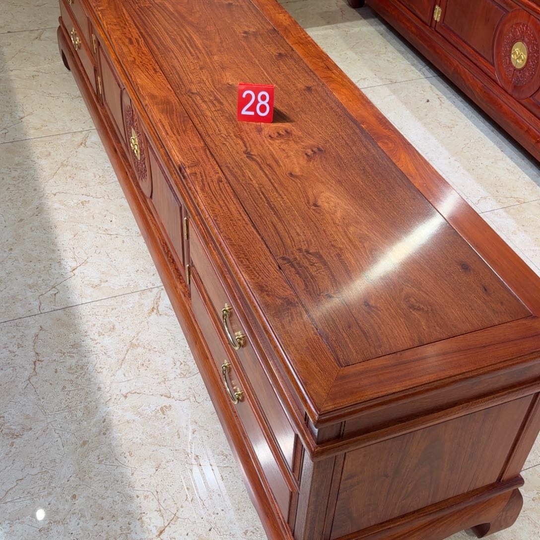 袁***祥柜类家具花梨木类28号缅花大果紫檀电视柜一物一拍