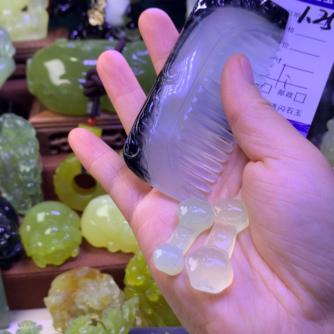 岫玉手把件挂件未镶嵌用****痕