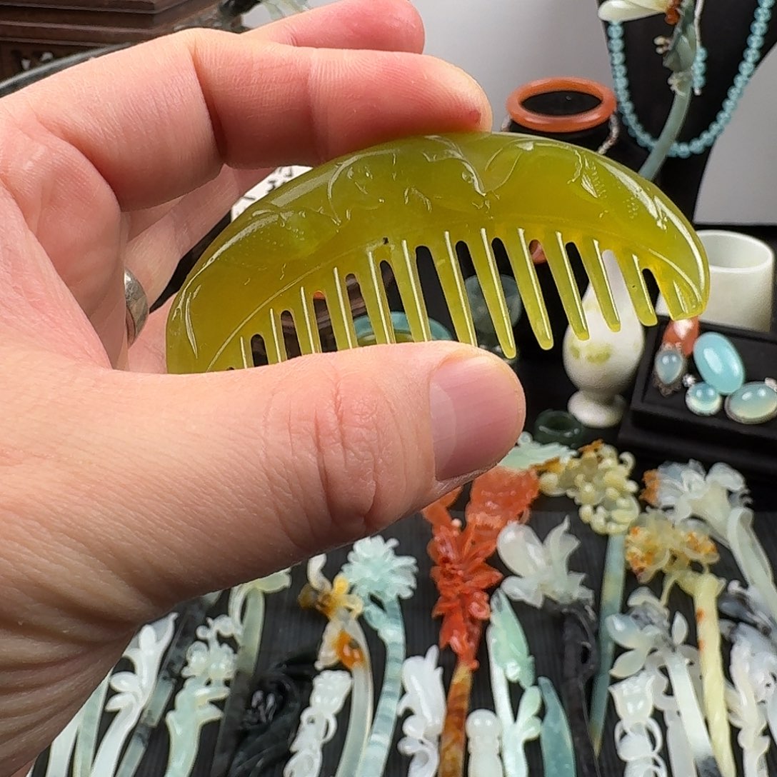 蛇纹石玉未镶嵌发饰