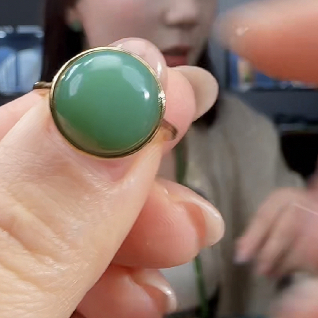 和田玉 鸭蛋青 粉青 戒指 s925