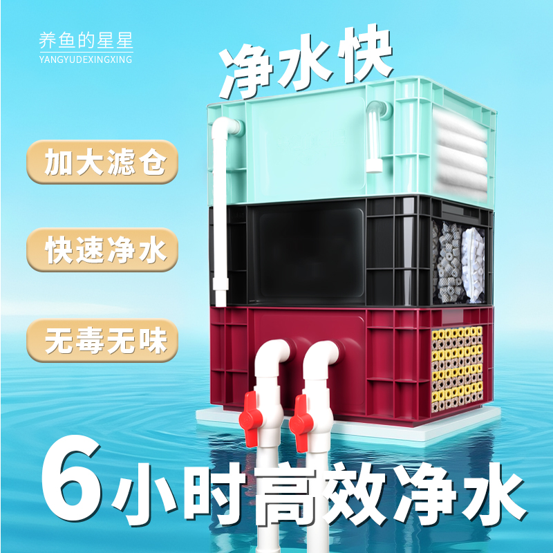 周转箱过滤鱼缸过滤器滴流盒鱼池循环系统干湿分离增氧上过滤