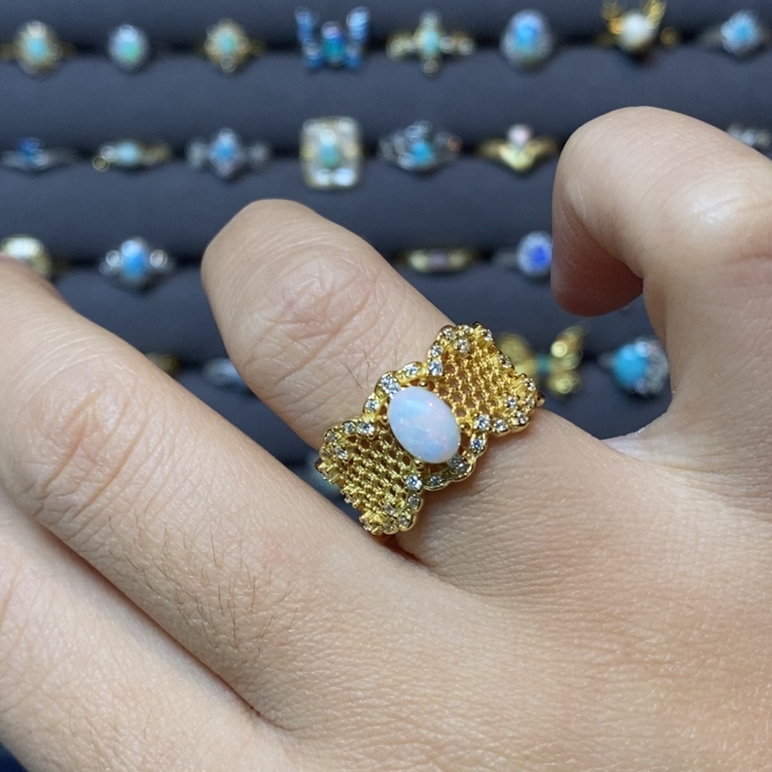 欧泊珠宝奇石银S925镶嵌戒指