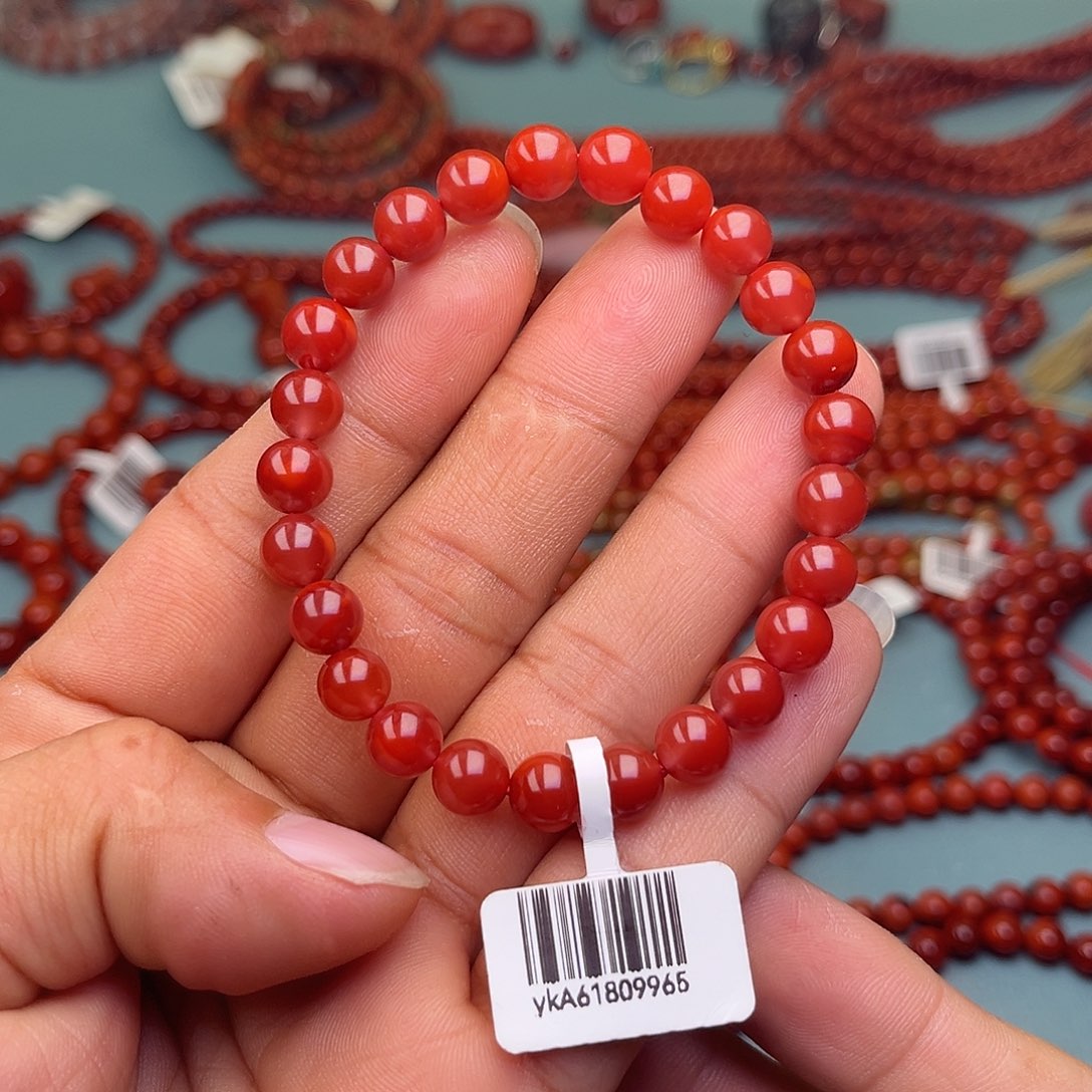 南红玛瑙未镶嵌手链玫锦红卡7十