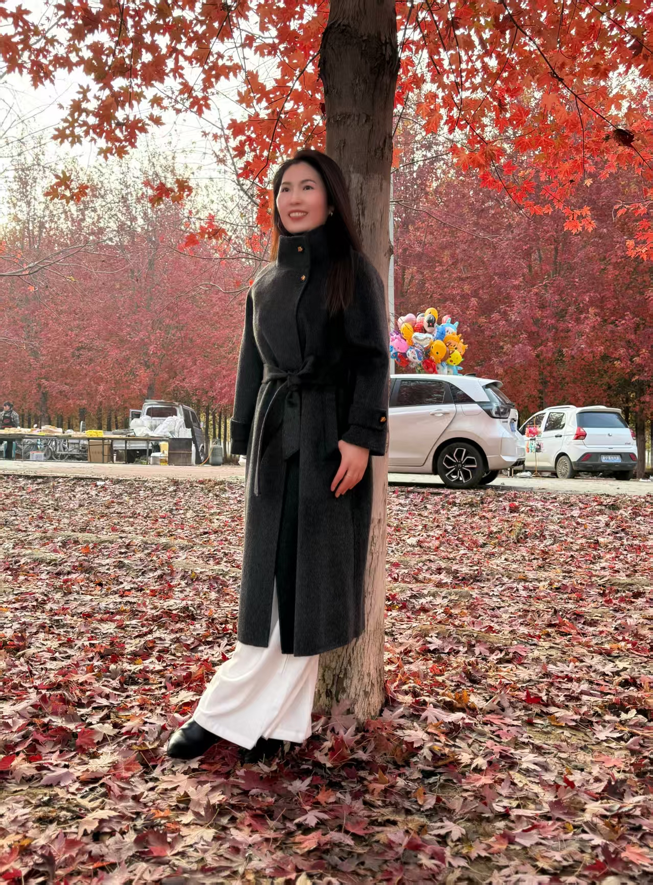 长款气质宽松中长款毛呢外套毛呢黑色立领通勤双面羊绒大衣