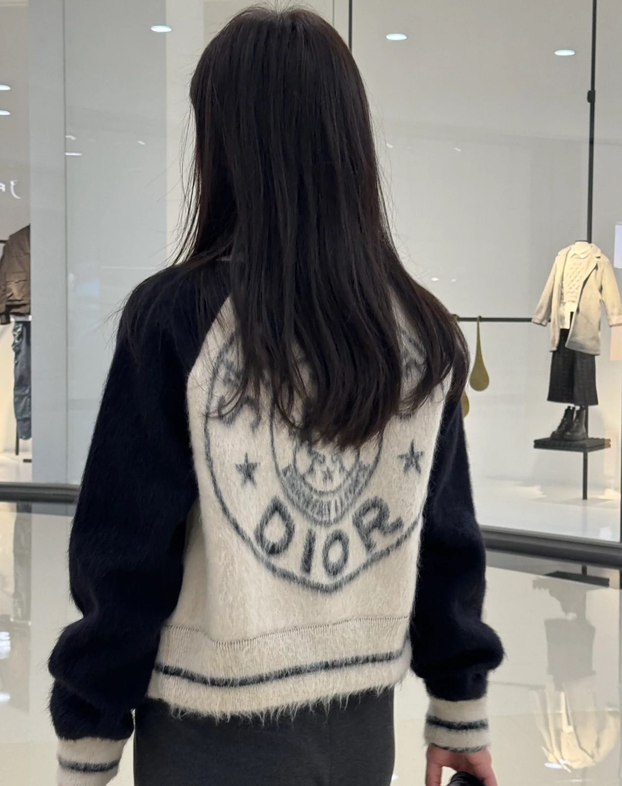 全新未使用 DIOR/迪奥 sm13318176 黑白拼接logo印花拉链外套 36