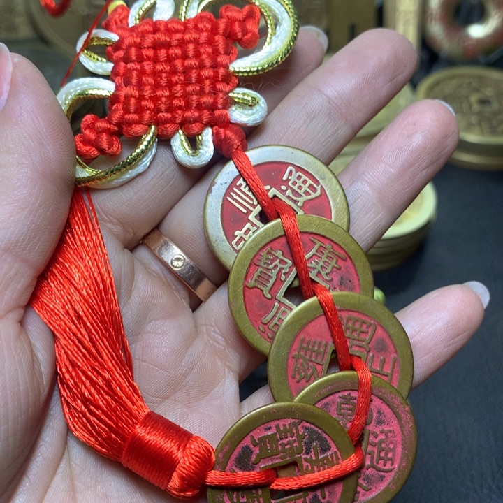 铜现代工艺品翻砂铸造朱砂五帝一套