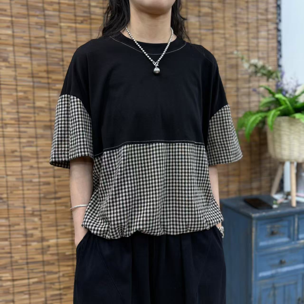 9955新款休闲减龄显瘦简约遮肉短袖T恤