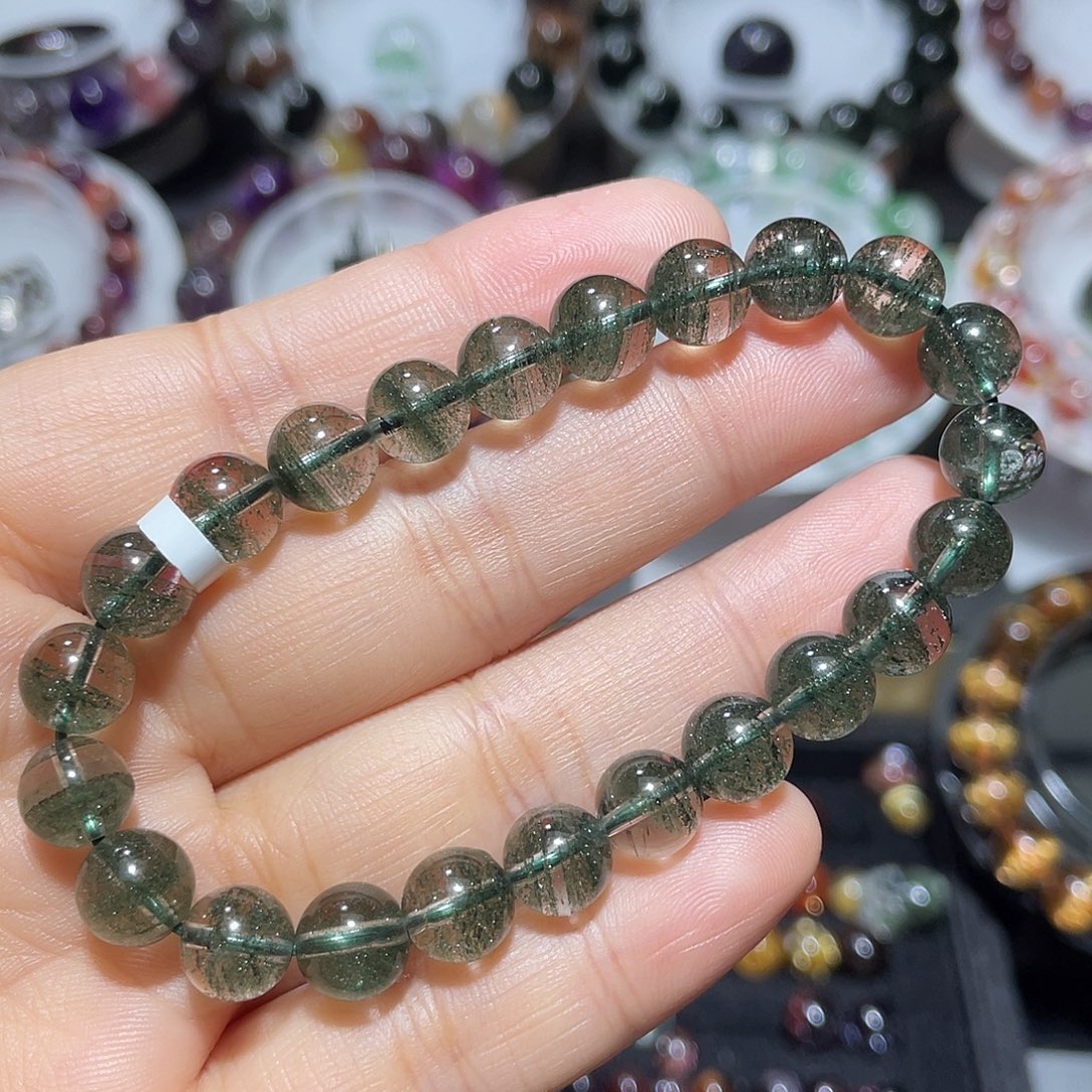 水晶手链未镶嵌绿幽灵千层手串