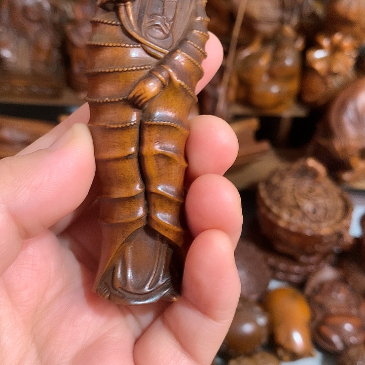 黄杨木古**波观音手把件