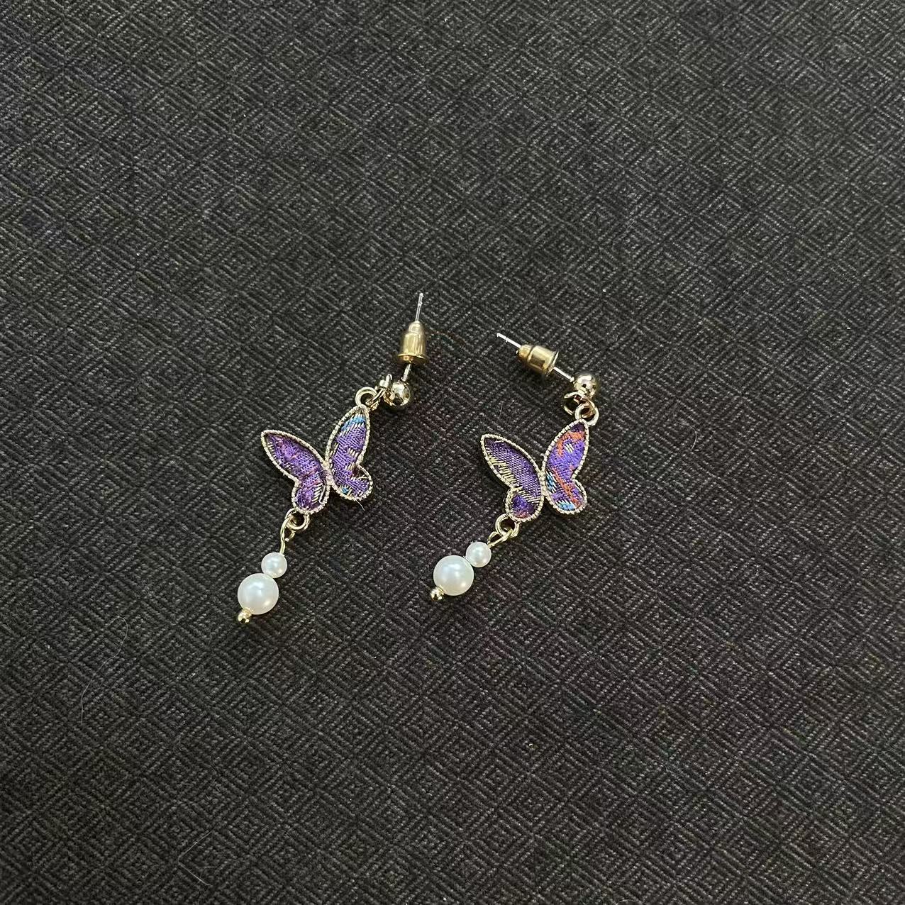 非金属布艺耳饰 宋锦【蝴蝶】耳钉耳饰复古时尚