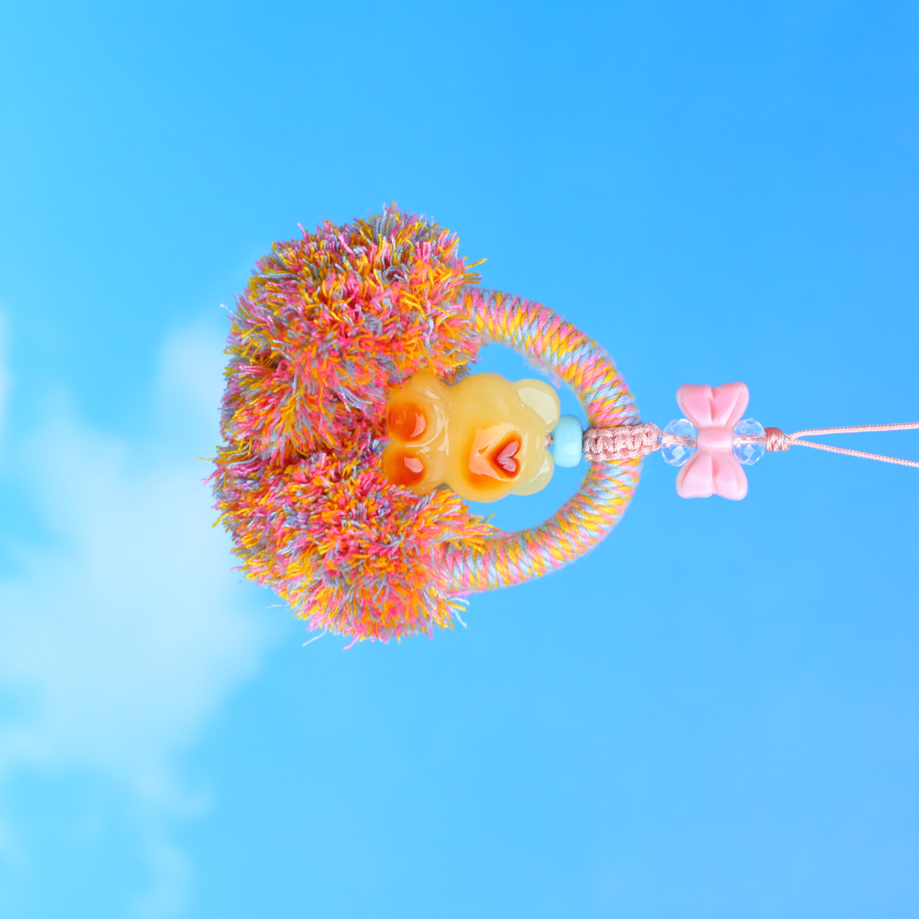 【琪琪珠宝】天然原矿白水晶蜜蜡小熊挂件