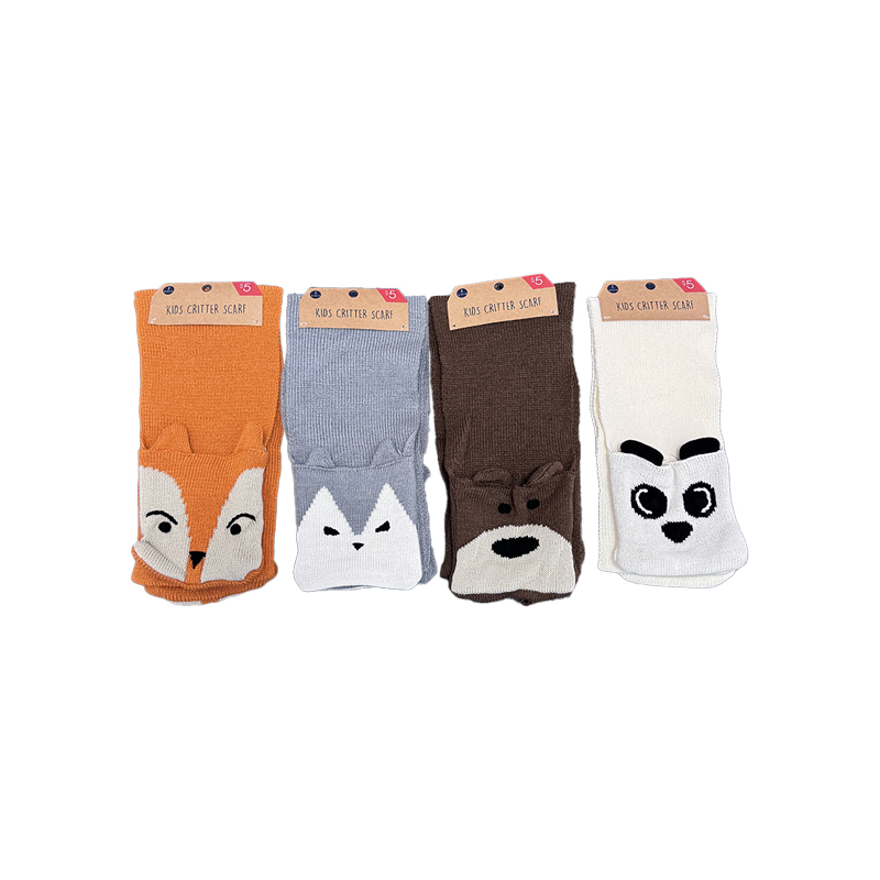 冬季男女童围巾多色棉线卡通小动物围巾儿童