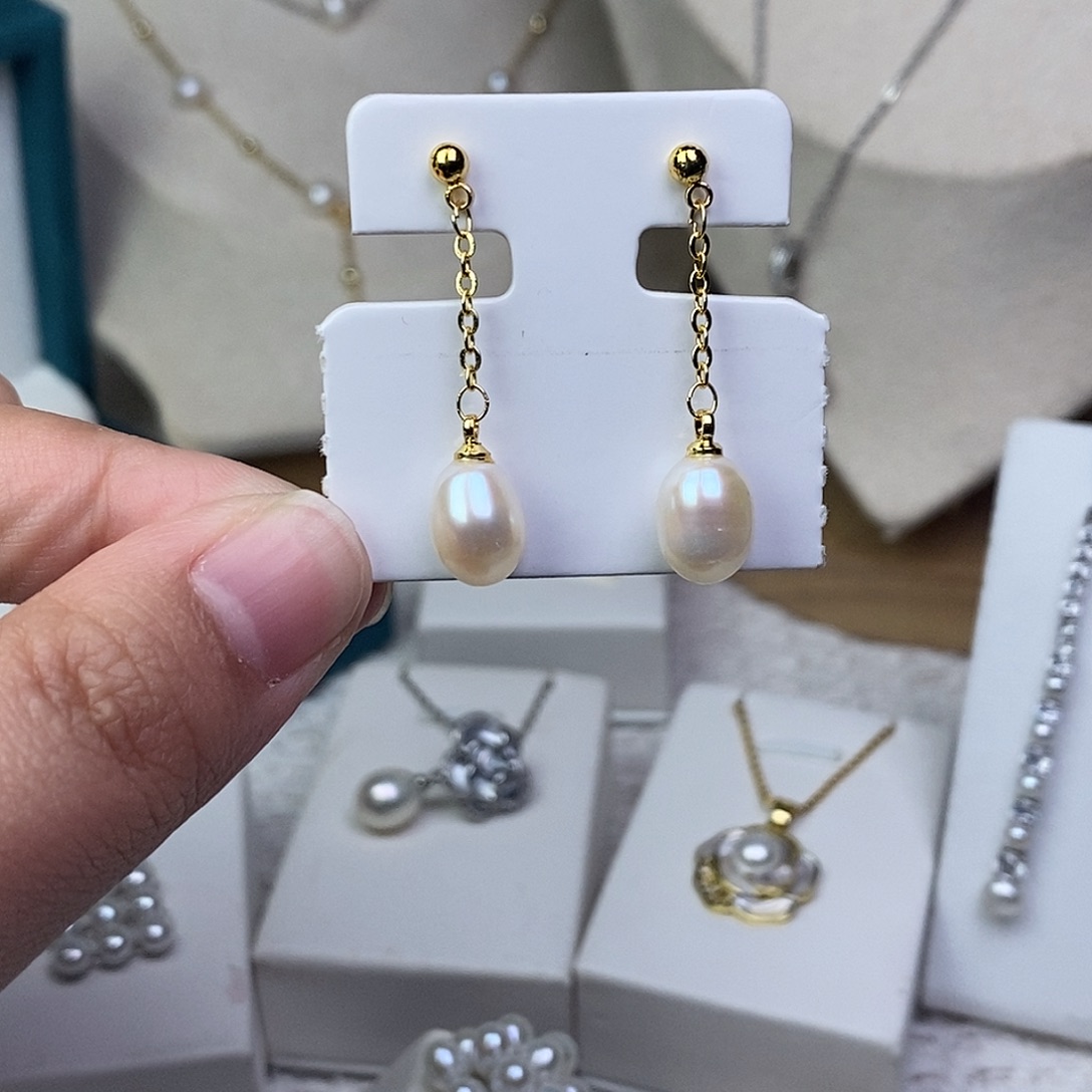 淡水珍珠耳饰银S925镶嵌