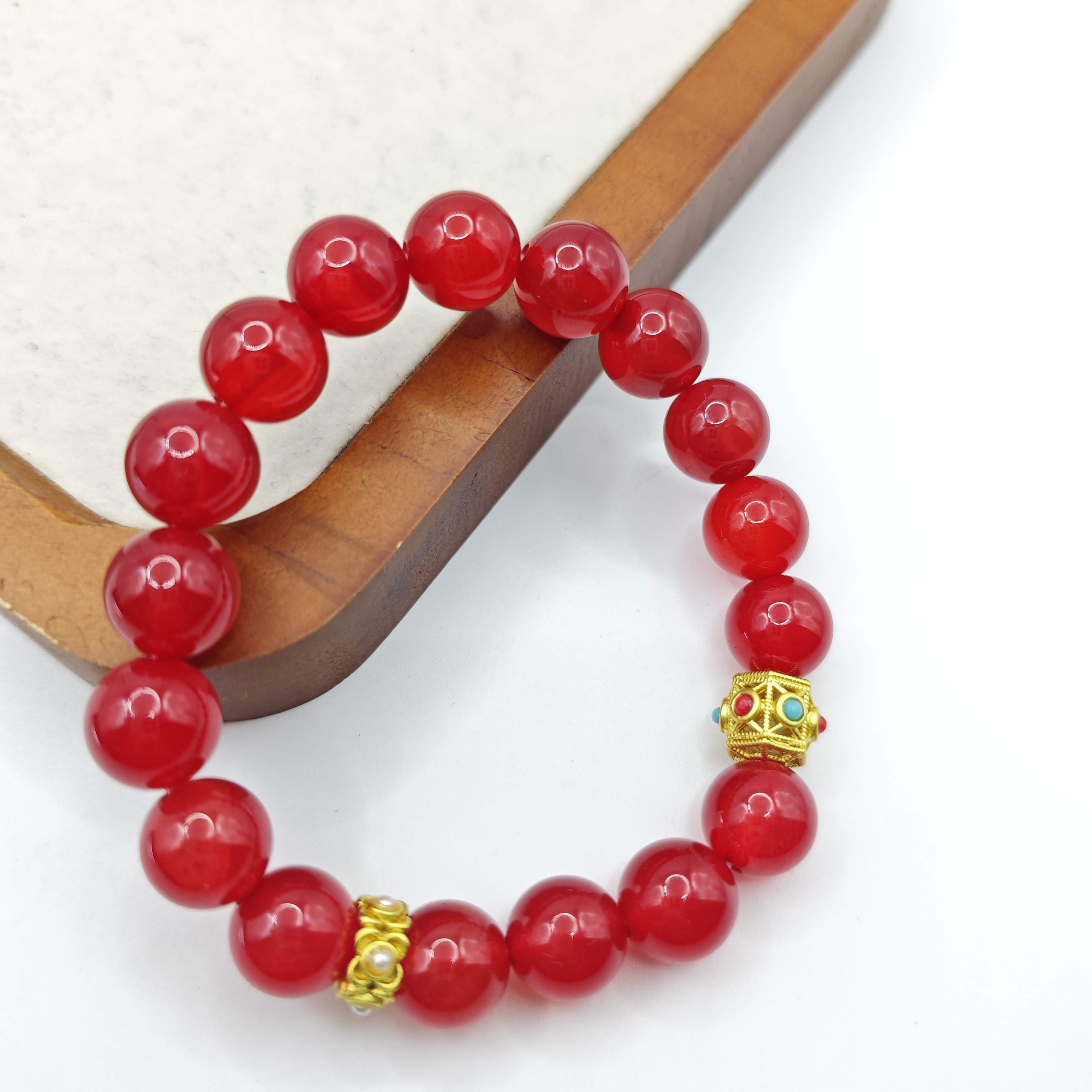 天然玉石 国潮国风血胆红设计款手串 多样性发货拍一发一M188