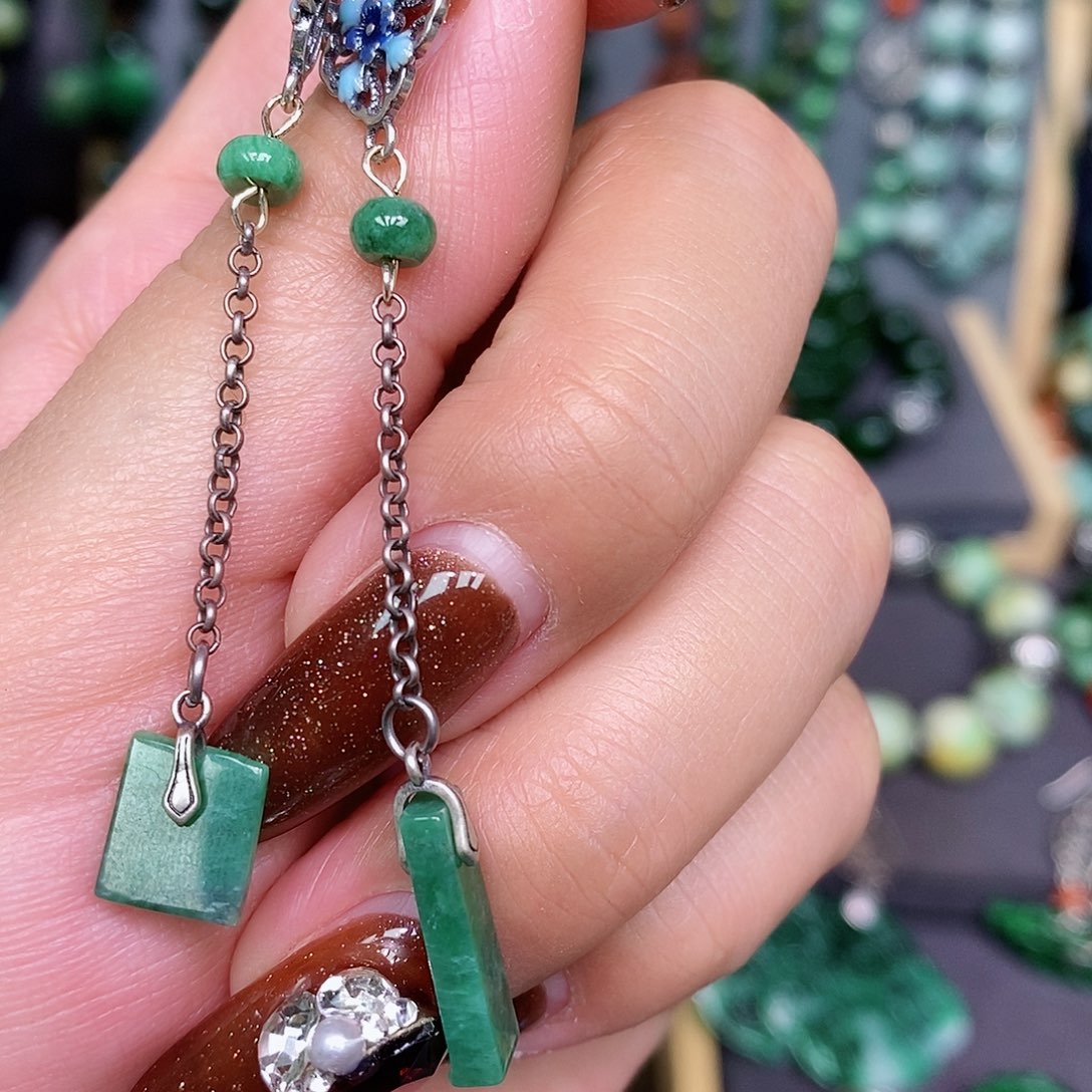 翡翠手链银S925镶嵌漂亮美眉