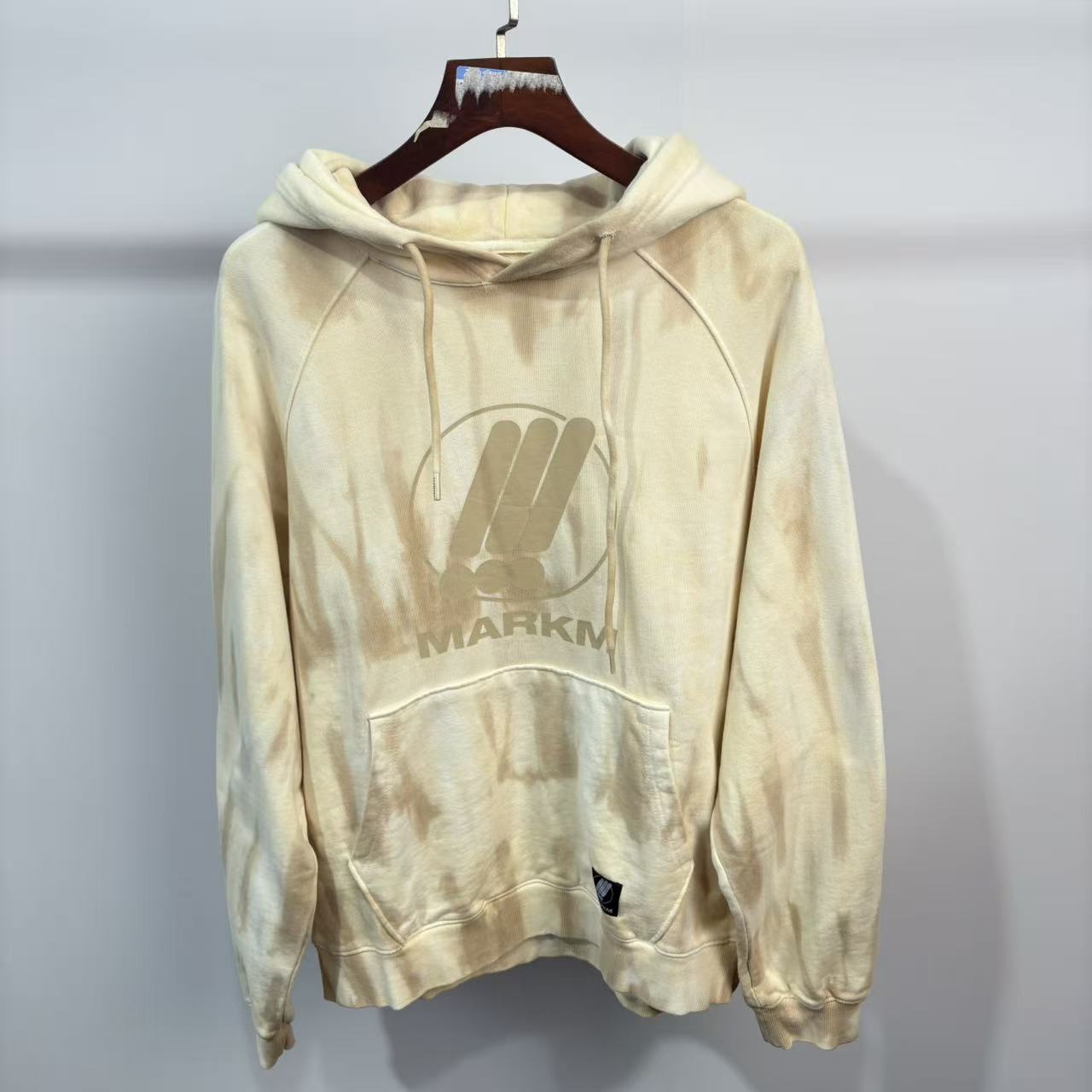 MM 韩系秋季男款米色胸口印花扎染连帽长袖卫衣 MEIBA86670 86670