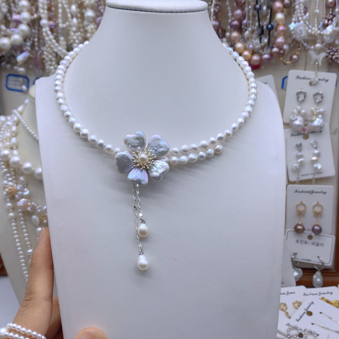 爱***子合金淡水珍珠耳饰项链