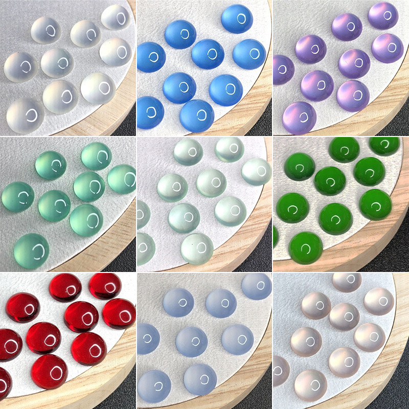 树脂仿猫眼效果光感DIY手作配件圆形平底贴片手工玩偶眼睛