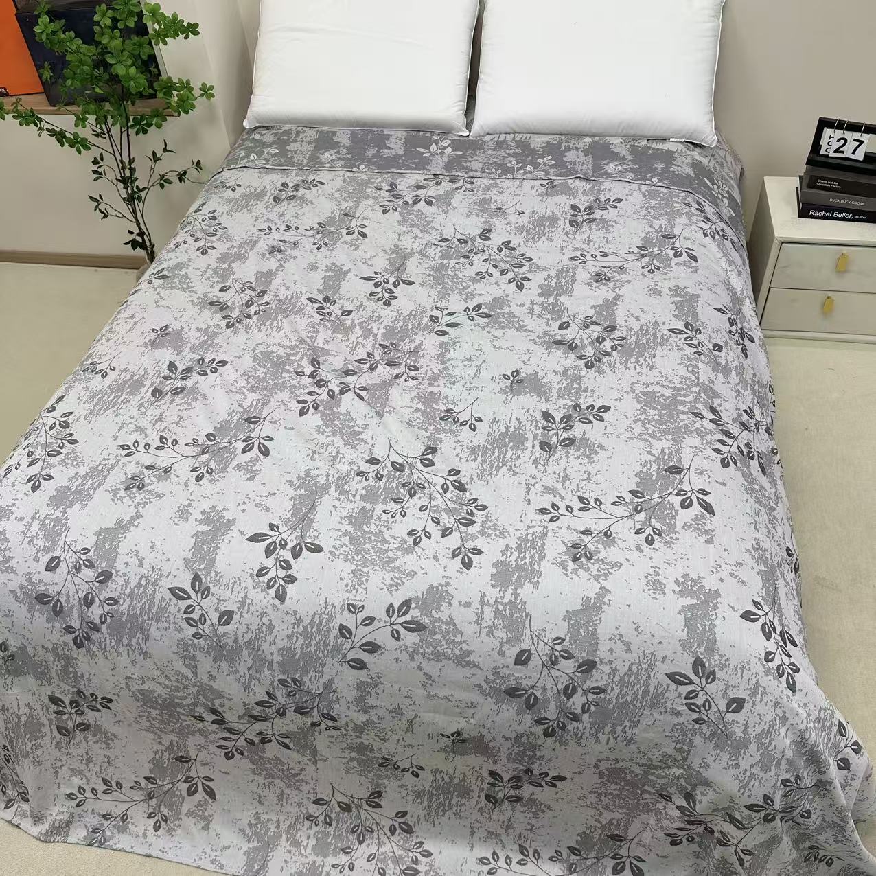 （停云间灰）240*250天麻床单 出口高端定制