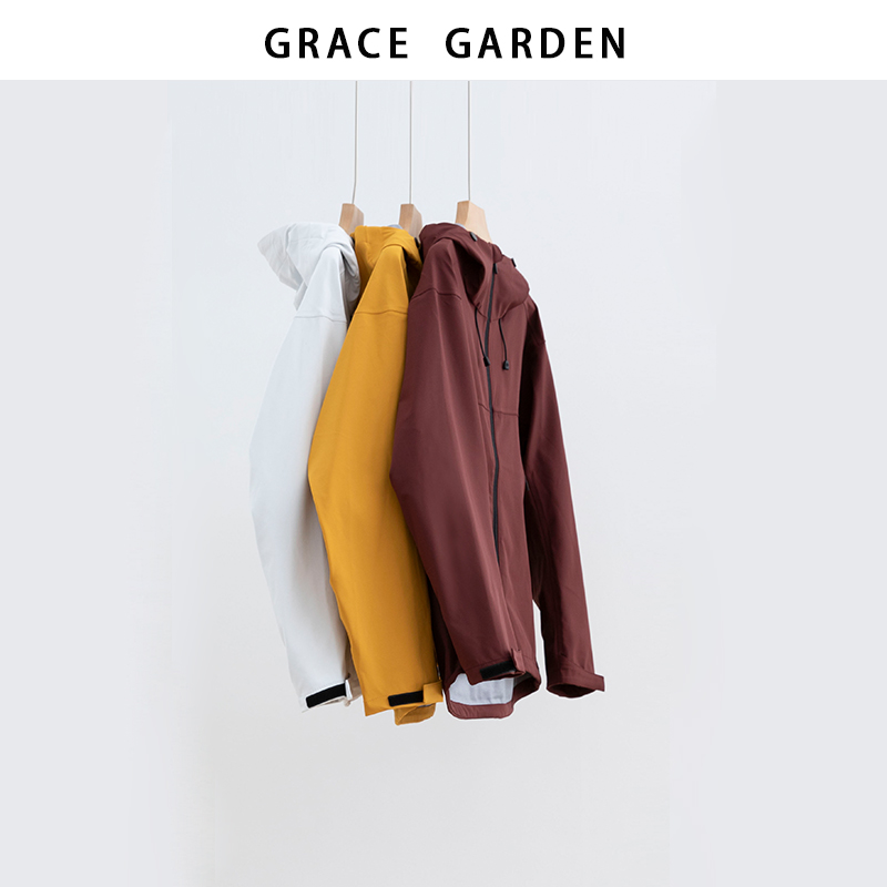 GRACE GARDEN【户外冲锋衣！】连帽拉链工装风廓形冲锋衣MF5F1701
