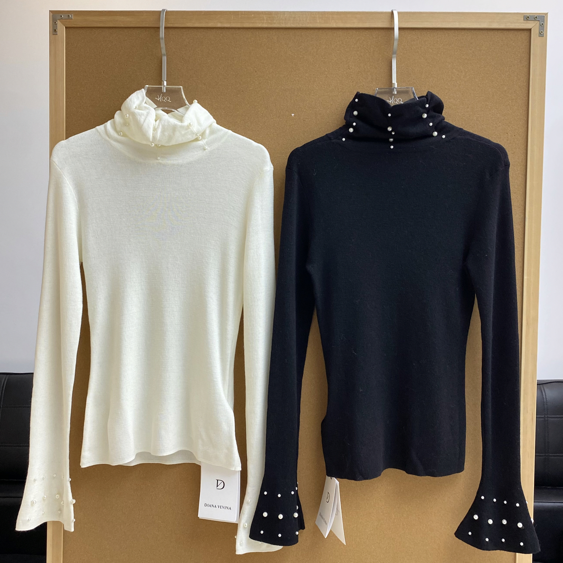 DIANA VEVINA上衣｜珍珠点缀高领修身打底针织187