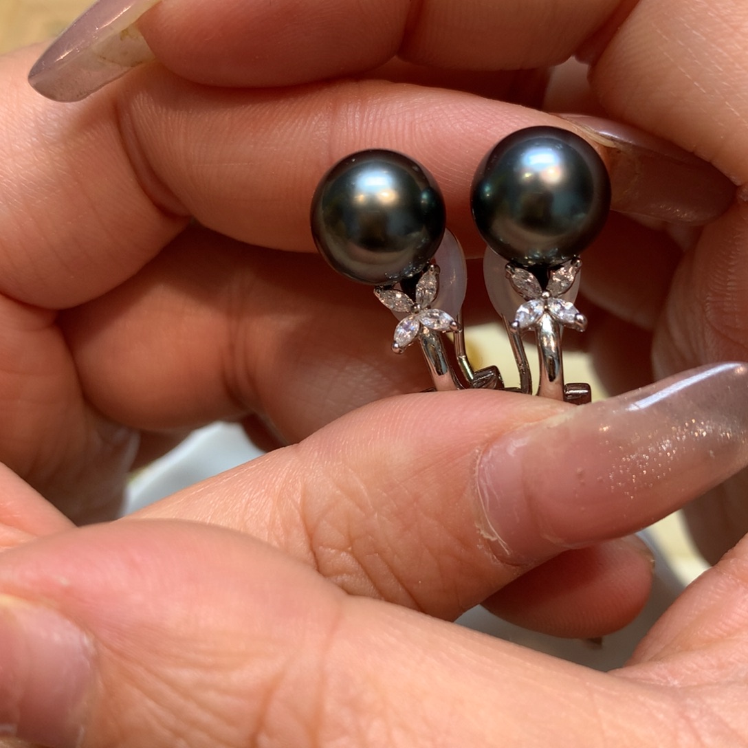 海水珍珠耳饰银S925镶嵌