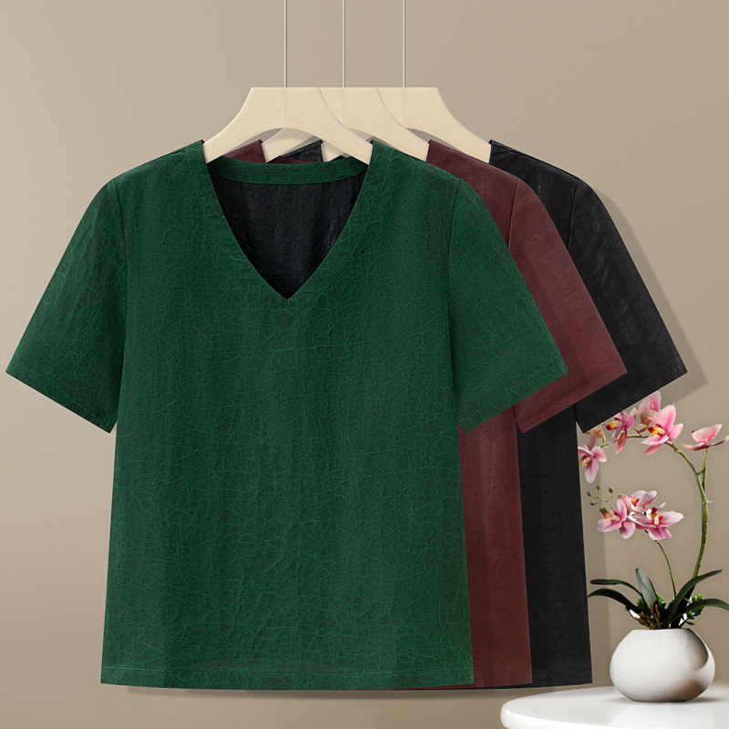 香云纱100%桑蚕丝上衣女休闲百搭坎肩上衣夏季短袖小衫女装红云纱