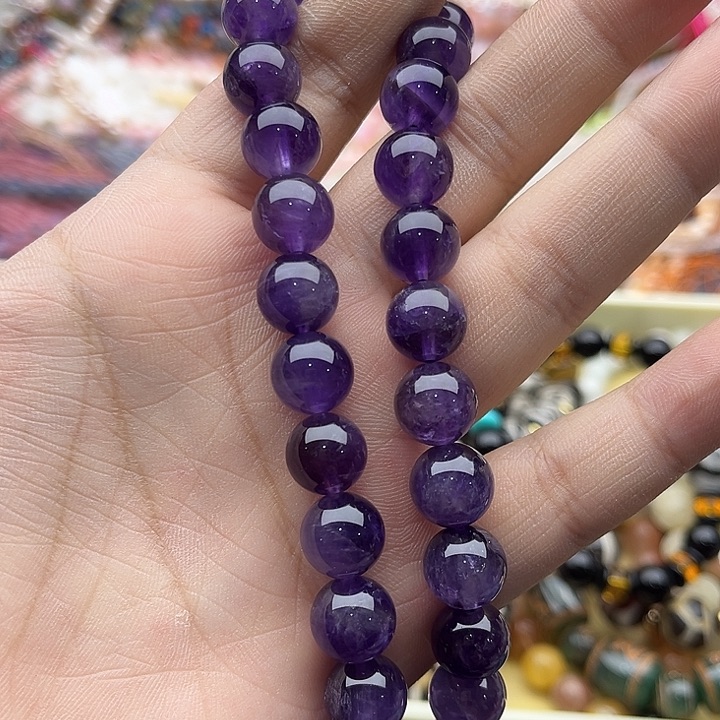 玛瑙/玉髓珠宝半成品未镶嵌一条12mm左右紫晶珠