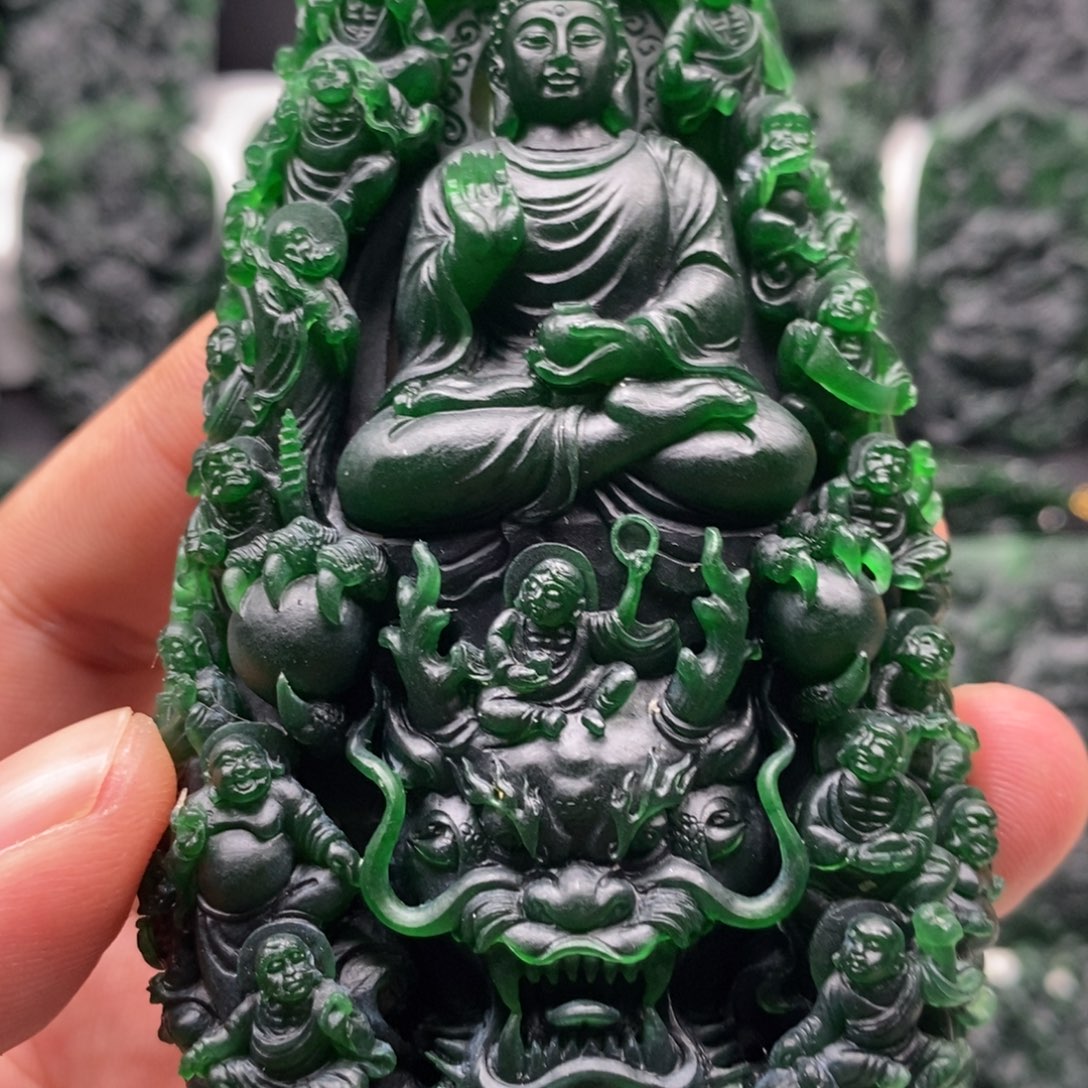 反****定制翡翠未镶嵌天然翡翠A货十八罗汉