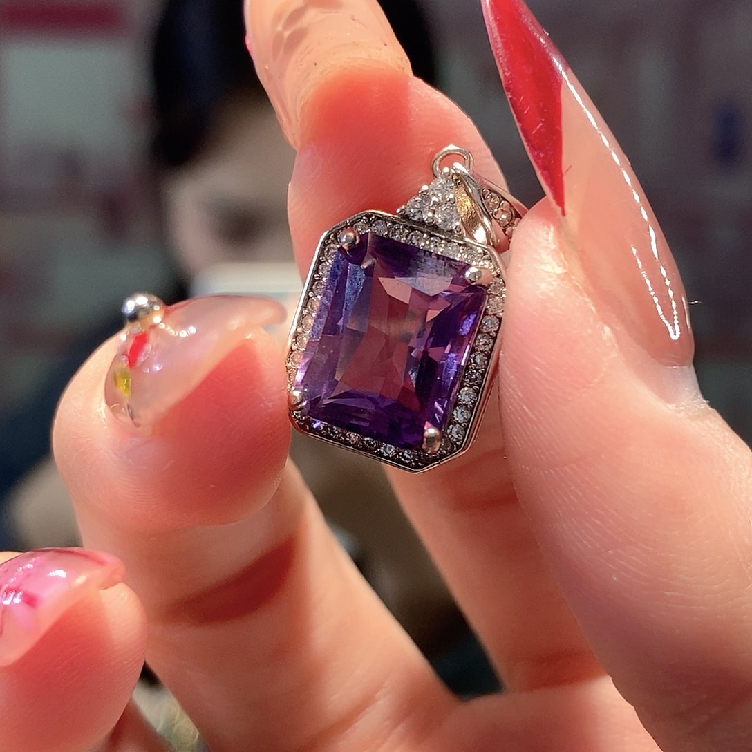 紫晶戒指银S925镶嵌天**情